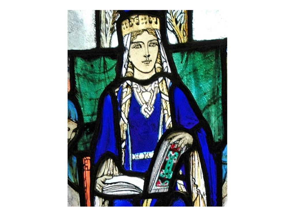 St Margaret of Scotland depicted in a stained-glass window at St Margaret's Chapel, Edinburgh Castle